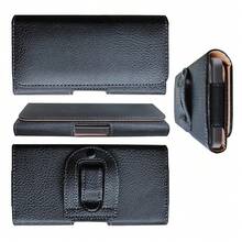 Black Litchi Textured Horizontal Flip Cover Belt Waist Phone Pouch Waist Bag For Men - Black - View 2