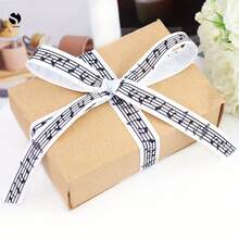 1/4pcs Music Symbol & Piano Key Theme Ribbon - Black & White Decorative Ribbon, Suitable For Christmas, Valentine's Day, Wedding, Gift Wrapping, Holiday Art Design, Multi-Purpose Decorative Ribbon, Perfect Choice For Thanksgiving - Multicolor - View 3