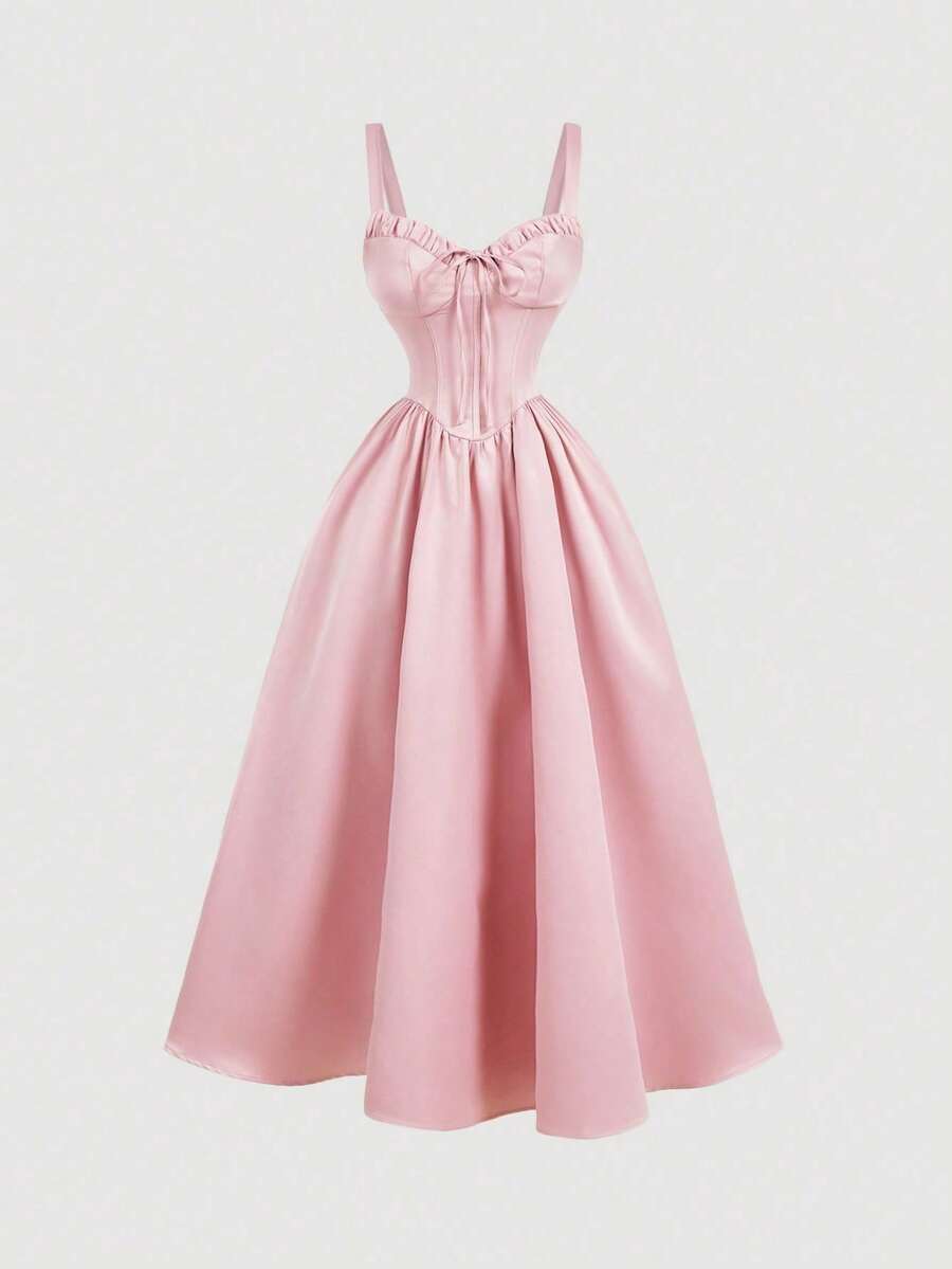 YkhahaYkhahaSHEIN MOD Vestido de fiesta elegante de mujer de un solo color con tirantes finosYkhahaYkhaha - Rosa - Ver 1