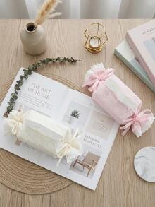 1PC Sweet Candy Roll Tissue Box Cover, Lace Ruffle Edge & Ribbon Bow Tissue Holder, Heart Pattern Fabric Tissue Dispenser, Cute Aesthetic Home Decor For Bedroom Bathroom Office - Multicolor - View 3