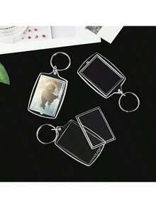 5/10/20/30Pcs Party Gift Creative Transparent Heart & Square Photo Frame Keychain Shell Acrylic Material Keychain Pendant Suitable For DIY Craft Enthusiasts, Placing Photos Of Loved Ones And Children, Phone And Car Key Pendant Decoration, Sister Gift, Christmas Gift - Multicolor - View 9