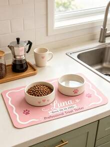 1PC Personalized Name And Photo Pet Mat, Custom Pet Food Mat, Minimalist Design Placemat, Anti-Slip Feeding Mat For Cats, Ideal For Pet Owners, Perfect Gift For Pet Lovers, - Multicolor - View 7