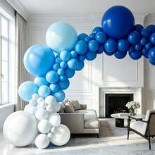 Globos Gigantes de 36 Pulgadas, Blanco, Azul Claro, Azul. Globos de Látex Azul Real, 4/6/8/10 piezas Globos de Látex Redondos Grandes, Adecuados para Aniversario, Cumpleaños, Boda, Revelación de Género y Decoraciones de Fiesta de Bautizo de Bebé - Traje azul oscuro y azul claro - Ver 4