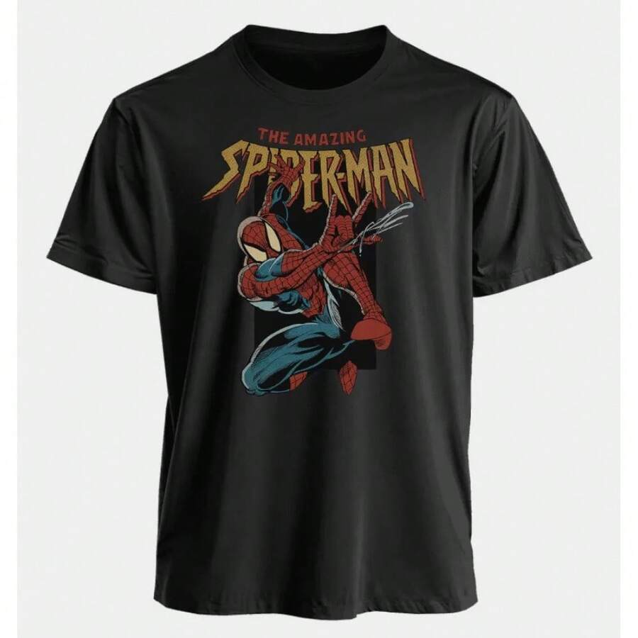 Disney 2026 The Amazing Spider-Man Retro Print T Shirt Men Women Summer Cotton Oversized T-Shirt Superhero Fan Gift - 2 - 查看 1