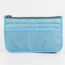 Bolsa de Almacenamiento Multifuncional Plegable con Doble Cremallera, Gran Capacidad para Organizar Maquillaje y Artículos de Aseo, Bolsa de Clasificación Grande - Azul cielo - Ver 1