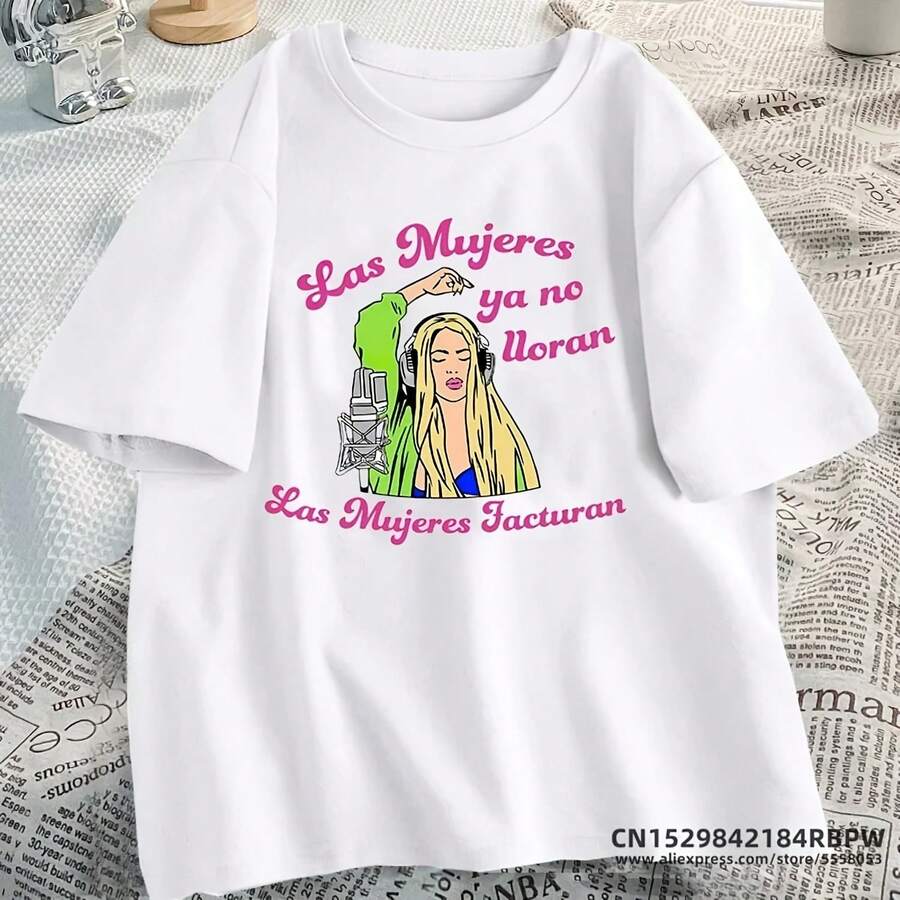 Women Don't Cry Anymore Women's Cotton T-Shirt, Oversized Graphic Tees, Women's Clothing, Hip Hop Rapper Music T-Shirts, Apparel - 彩色 - 查看 1