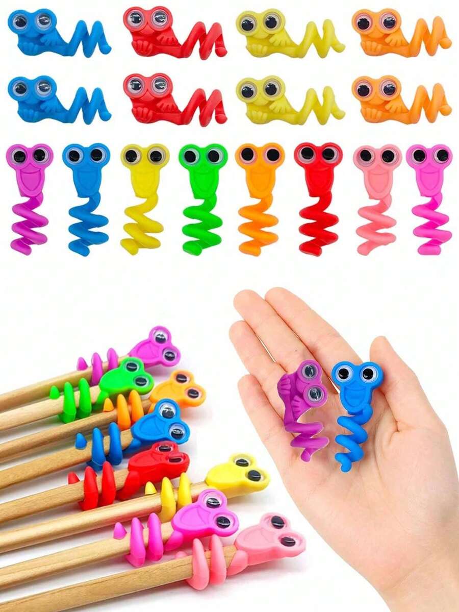 2/12/24pcs Cute Big Eye Pencil Toppers, Colorful Pencil Caps, Soft Pencil Tip Protectors, Classroom Rewards And Party Favors, Birthday Gifts, Gift Fillers - Multicolor - View 1