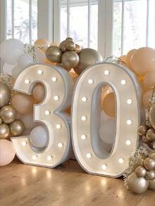 3FT Luminous Digital Frame KT Board, DIY Numbers 0-9, Suitable For 16th, 30th Birthday Decoration, Warm Fluorescent Lights, Birthday Party Decoration, Valentine's Day, Wedding, Baby, Anniversary, Graduation Decoration - 彩色 - 查看 3
