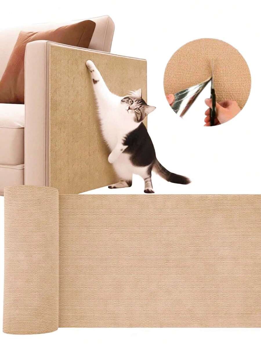 1pc Self-Adhesive Cat Scratch Pad, Trimmable Carpet, Cat Scratch Sticker, Prevent Pet Scratching Sofa Furniture Protection - 40*300cm - View 1