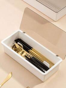 2pcs Home Dust-Proof Covered Cutlery Storage Box, Kitchen Multi-Functional Spoon Fork Cutlery Integrated Storage Rack - View 6