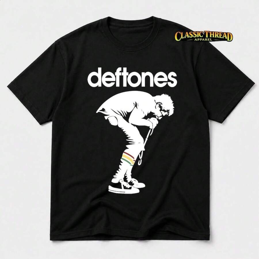 Unisex T-Shirt Made Of Pure Cotton, T-Shirt - Unisex Clothing - Deftoned Merch - Gift Clothing - Graphic T-Shirt - Concert Clothing, Summer T-Shirt, Blouse, Basic Tops, Tops - Black - View 1