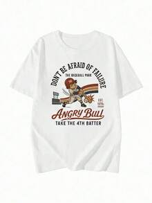 A Round Neck Short Sleeve T-Shirt With A Stylish White Lettering Print, A Loose Top That Goes Well With Summer Fashion - White - View 3
