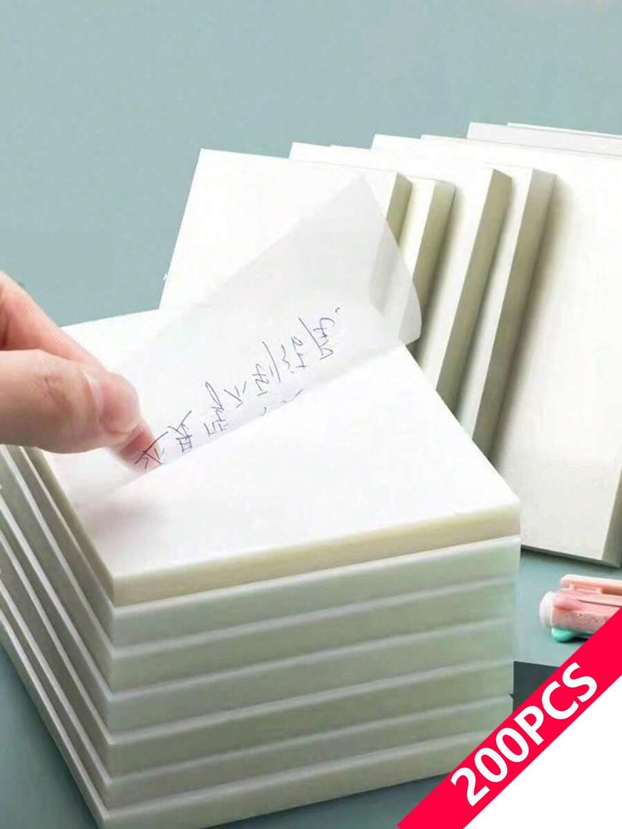 200 Sheets Transparent Sticky Notes, Suitable For Book Annotation, Self-Adhesive Translucent Paper, Smooth Writing, Two Sizes Square Paper, Can Be Used For Office, Bookmarks, Marking And Study Notes - Book And Document Page Marking, Back To School Stationery