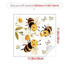 Cartoon Bee & Flower Wall Decal, Self-Adhesive Removable Glass Decor For Home - A - View 8