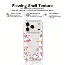 One Adorable Hello Kitty Print IMD Glitter Phone Case, Featuring A Full-Coverage Cartoon Design, Perfect For Girls With A Soft, Cute, And Fresh Style. Suitable For IPhone 17/17 Pro/17 Pro Max/17/16/15/14/13/12 Series. - Clear - View 2