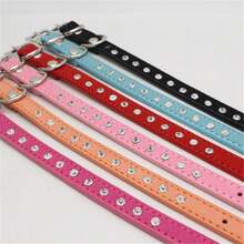 Sparkling Rhinestone Pet Collar, Non-Chafing Dog Leash, Single Row Rhinestone Decorated PU Dog Collar, Adjustable Size, Suitable For Small To Medium And Young Dogs, Leash With Widened Handle To Disperse Pulling Force, Soft And Comfortable Non-Chafing - Black - View 10