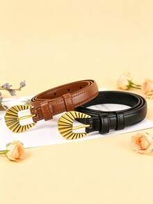 1/2pcs Ladies' Fashionable Slim Fit Decorative Belt, Innovative And Unique Design, Casual And Fashionable Style, Full Belt For Jeans And Short Skirts - Multicolor - View 8