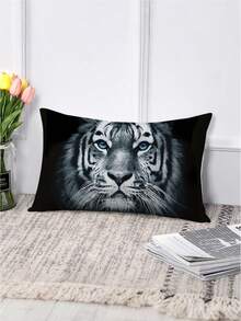 2pcs Tiger Print Pillowcases Set, Personalized Animal Pattern Rectangular Throw Pillow Covers, Living Room Sofa Cushion Covers Bedroom Headboard Decorative Pillowcases, Pillow Inserts Not Included - Multicolor - View 5