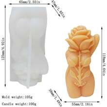 Moldes de silicona para velas de cuerpo de rosa 3D para hacer velas de resina, pilares de aromaterapia, velas de cera, jabn floral, arcilla para manualidades - Cuerpo de rosa - Ver 3