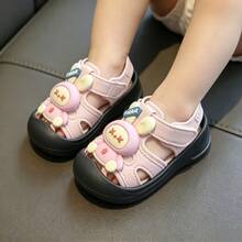 Cute Rhinestone Bow Open Toe Girls Sandals, Breathable Beach Holiday Shoes - Pink - View 5