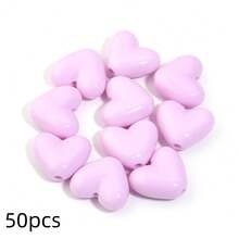 50pcs 3D Acrylic Candy Color Heart Beads, Shiny Colorful Heart-Shaped Beads For DIY Jewelry Making, Necklace, Earrings, Bracelet, Keychain Decorative Accessories - Heart-shaped - View 26