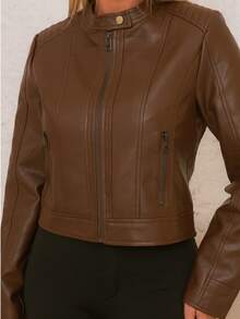 Women's Jacket Look Suede | Faux Leather Style | Lightweight And Stylish - Azul Cadete - Ver 5