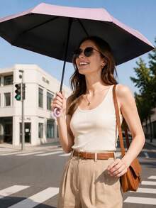 1件裝迷你折疊傘，口袋尺寸防水便攜旅行傘，迷你旅行傘，女性旅行必需品，迷你旅行配件組 - 彩色 - 查看 3