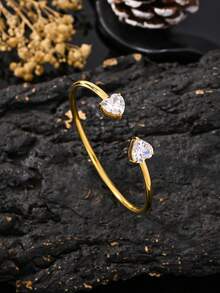 Elegante conjunto de joyería hecho a mano de collar, pulsera y pendientes de trébol de cuatro hojas de acero inoxidable pulido, adecuado para uso diario - Dorado - Ver 7