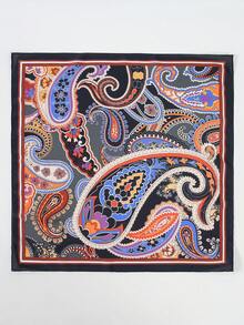 1pc Bandana Print Cashew Pattern Colorblock Versatile Square Scarf Headscarf - Multicolor - View 5