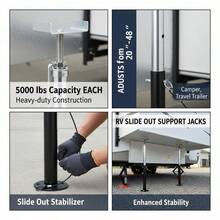 [Free Shipping] Slideout Stabilizing Stands 20"-48" For RV Camper Travel Trailer, 5000 Lbs Capacity Heavy-Duty Steel Construction Adjustable Height Secondary Leveling Support 2 Pack-XY561149 - Default0 - View 6