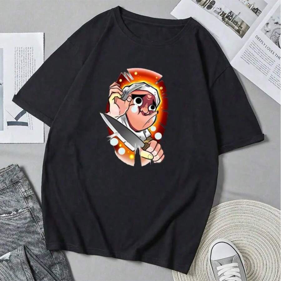 Printed T-Shirts Featuring Popular Anime Series, Comic Style, Urban Style Suitable For Various Summer Occasions. - Black - View 1