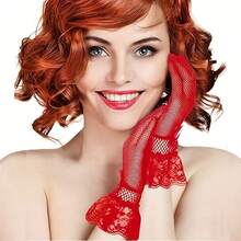 1 Pair Women's Elegant Vintage Lace Gloves | Long Arm Length, Soft Floral Pattern, Suitable For Weddings, Tea Parties, Balls And Various Formal Occasions - Available In White, Red, Black, Exquisite Craftsmanship, Essential Accessory For Ball Outfits - Multicolor - View 8