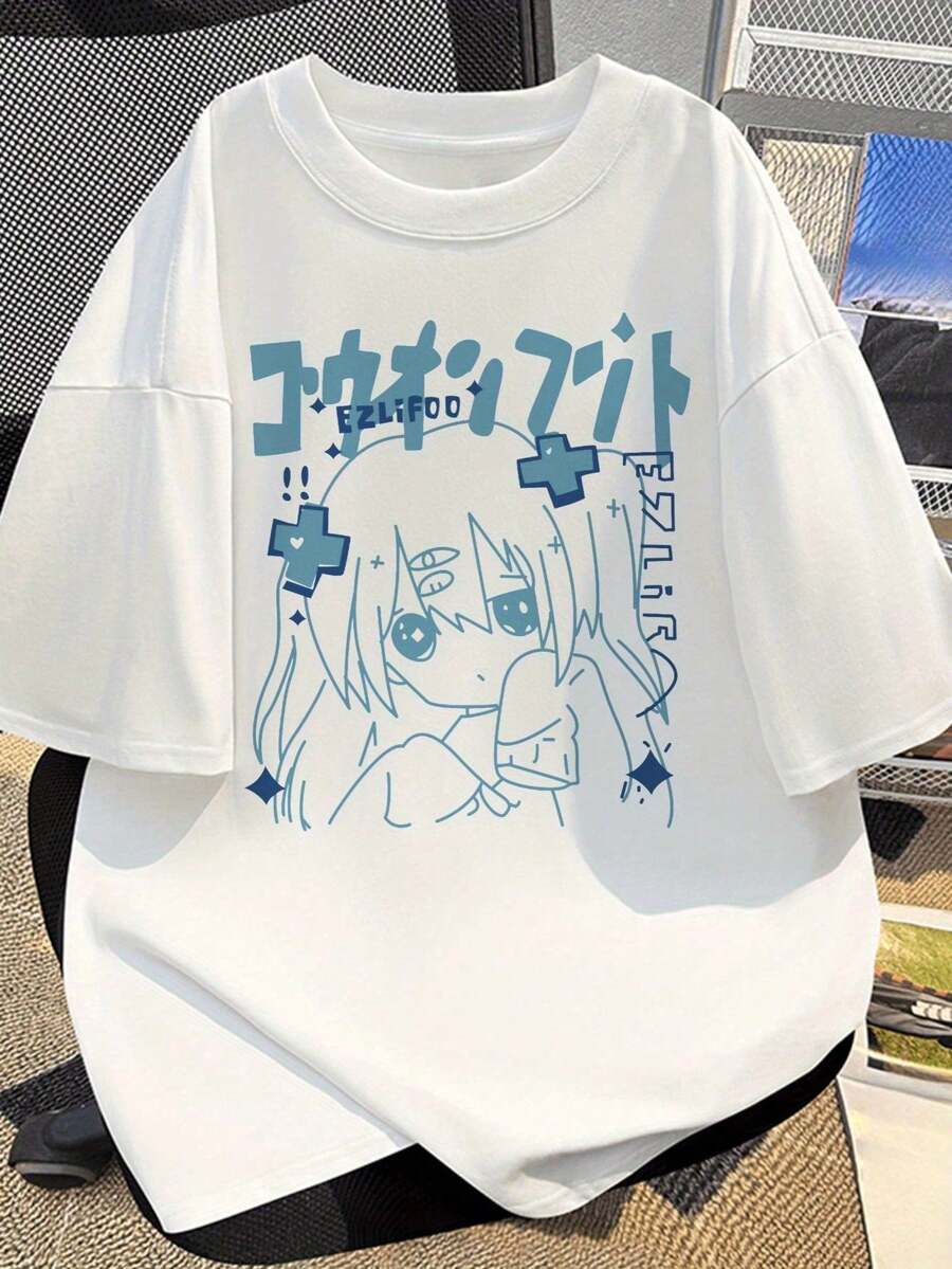 Camiseta anime unisex, diseño juvenil para hombres y mujeres - Blanco - Ver 1