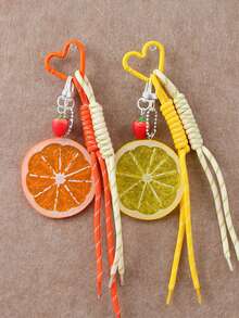 Fashionable And Versatile Strawberry Lemon Pendant, Personalized Design, Color-Block Bag Charm, Cute And Lightweight Keychain, Suitable For Shopping, Dating, Daily Outings And Work Occasions. - Multicolor - View 7