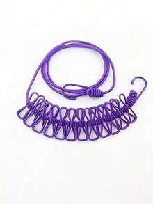 Portable Travel Clothesline With 12 Clothespins, Indoor And Outdoor Use, Lightweight Sun-Proof Clothesline, Suitable For Drying Clothes, Bags, Socks, Scarves, Towels, Adjustable Elastic Clothesline, Suitable For Indoor Laundry, Backyard, Balcony, Outdoor Camping, Hotel Travel, Beach, Summer Vacation, Back To School - Multicolor - View 10