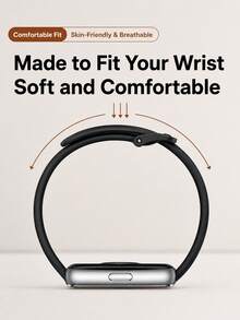 1pc Minimalist Style Silicone Strap, Compatible With Huawei Band 8/9/10/11/11Pro/NFC Wristband - Black - View 3