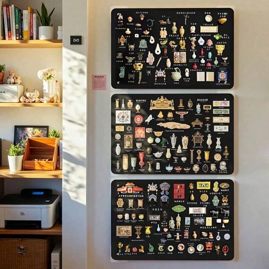 1 Set High-Quality Desktop Magnetic Whiteboard (Includes 4 Magnetic Push Pins And Sturdy Metal Frame) Modern Polished Black Frame, Can Be Used As Memo And Display Board, Suitable For Magnets, Photos, Souvenirs, Travel And RV Stickers, Also Suitable For Office, Home, Kitchen, Hotel Reception, Coffee Shop, Milk Tea Shop And Other Places - Multicolor - View 1