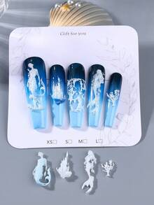 1件透明軟矽膠3D海洋美甲模具，美人魚、珊瑚、海底城堡與波浪，可重複使用雕刻模板，易脫模美甲工具，適用於DIY UV凝膠、壓克力、Poly Gel美甲延長，夏季海灘海底主題美甲用品 - 無色 - 查看 7