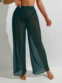 Conjunto de cubrecuerpo y pantalones de unicolor, versátil y casual para uso diario para mujer - Agua verde azul - Ver 1