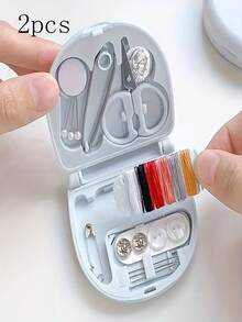 迷你旅行縫紉工具組 多功能家用DIY手工縫紉工具套裝，含剪刀、夾子、穿線器、安全針、縫紉針、鈕扣及縫紉線 - 迷你針線盒 - 查看 15