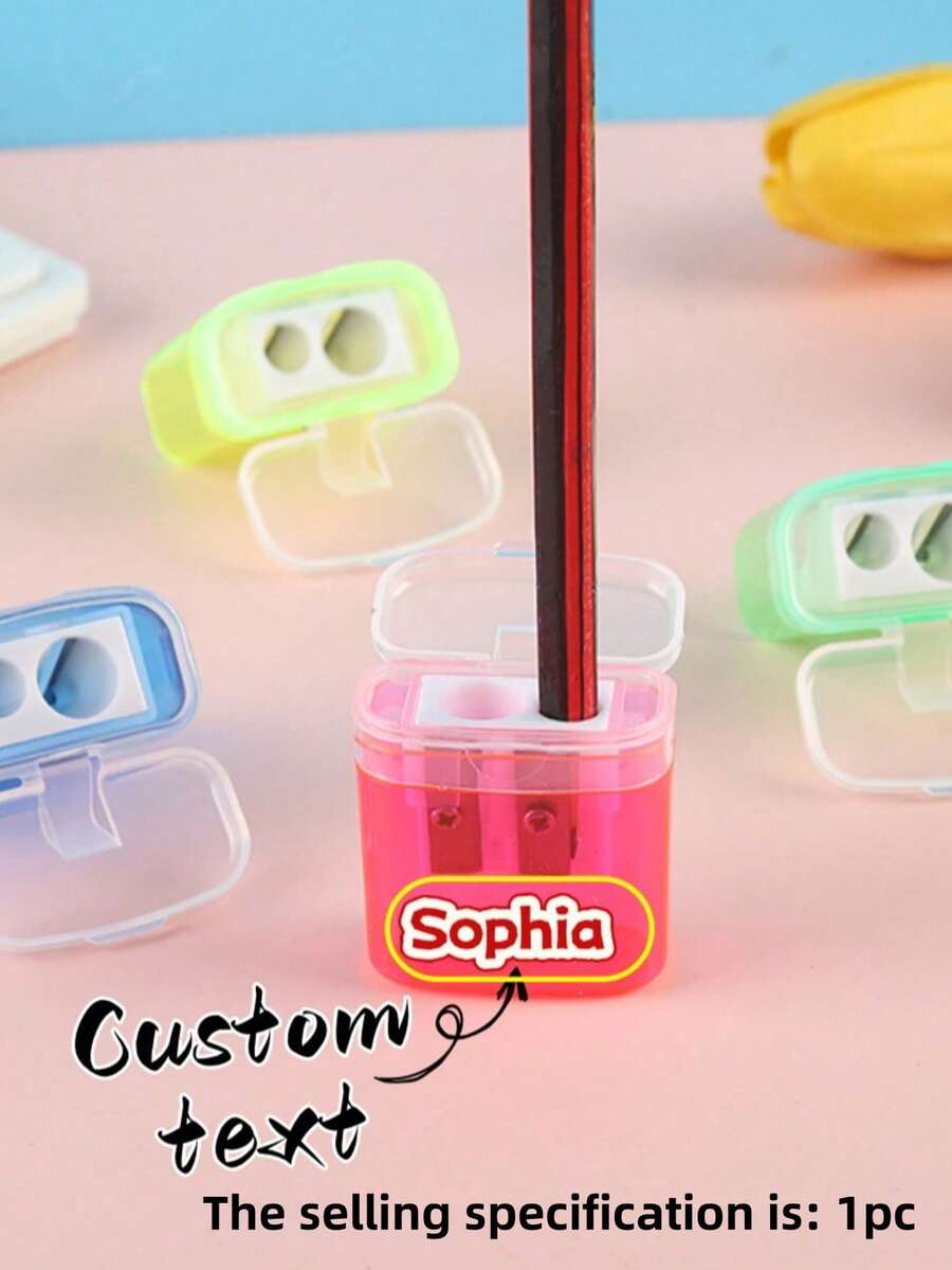 [Customization] 1pc Personalized Double Headed Pencil Sharpener, Customized Double Hole Pencil Sharpener With Different Sizes Of Holes, Eyebrow Pencil Sharpener, Suitable For Back To School Learning Supplies During The New Semester - Multicolor - View 1