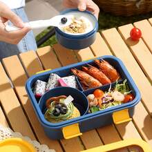 1pc Lunch Box, Divided Food Storage Container Set, Microwave Bento Box, Insulated Lunch Bag, Snacks, Lunch, Portable Travel Set - Multicolor - View 6