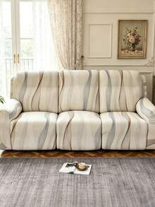 1 Set 4/6/8pcs Geometric Pattern Printed Recliner Cover Sofa Cover, Printed Recliner Cover, Elastic Sofa Cover Sofa Cover, Suitable For Living Room Office Home Decor - Champagne - View 6