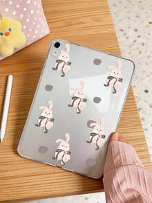 1個 TPU 軟殼蝴蝶結兔子圖案彩繪平板保護殼，適用於 iPad 10.2/10.5/Air4/Air5/10.9/Pro 11"/10代/Air 11-In.(M2)-2024/Pro 11-In.(M4)-2024/Air 11-Inch (M3) 2025/(A16) 11 Inch 11代 2025/Air7(M3)2025 (11-Inch)/Air 8(M4)2026(11-Inch)/Mini1/2/3/Mini4/Mini5/Mini6/Mini7/Air/Air2/9.7/Galaxy Tab A7 10.4 Inch/A8 - 彩色 - 查看 2