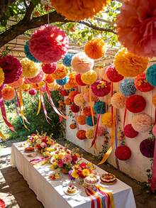 25入彩色紙花球裝飾套組，生日裝飾吊飾，居家吊掛裝飾，派對裝飾花球，適用於派對、婚禮、生日派對、節日活動、聚會儀式氛圍佈置，天花板吊飾，派對佈置道具，居家裝飾 - A - 查看 9