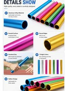 1pc Relay Baton Set, Colorful Lightweight Running Relay Baton, Suitable For Track And Field Training, School Competitions, Sports Events And Team Activities - A - View 3