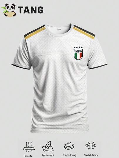 Camiseta de fútbol para hombre estilo Copa del Mundo 25/26 de visitante Italy Home & Top deportivo cómodo de cuello redondo & Camiseta de fútbol suave, ligera y cómoda & Adecuada para partidos, entrenamiento de fútbol, uso casual y de vacaciones & Regalo para otros & Copa del Mundo