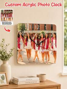 1 buah Jam Foto Personalisasi, Jam Dinding Gambar Kustom dengan Nama dan Teks, Jam Dekoratif Akrilik, Cocok untuk Kamar Tidur, Ruang Tamu, Kantor dan Dapur, Hadiah Hari Ayah, Hadiah Apresiasi Guru, Hadiah Wisuda, Hiasan Dinding Rumah untuk Keluarga dan Teman - MultiWarna - View 2