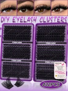 432/480 pièces Cils Faux Courbure D 3 Styles Mélangés Cils Segmentés DIY avec Outils pour Débutants, Kit d'Extensions de Cils Segmentés Épais et Moelleux, Ensemble de Cils Faux au Look Naturel, Effet Yeux 3D/5D Maquillage, Convient pour le Quotidien, le Mariage, la Photographie. - Multicolore - Voir 16