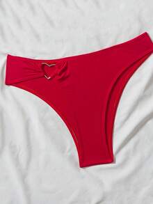 New 2026 Model: Women's Heart-Shaped Neck Tie Bikini Set - [Red] - View 5